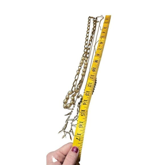 Jewelry set necklace set of two long gold chain necklaces -One insetFaux pearls - Picture 6 of 10